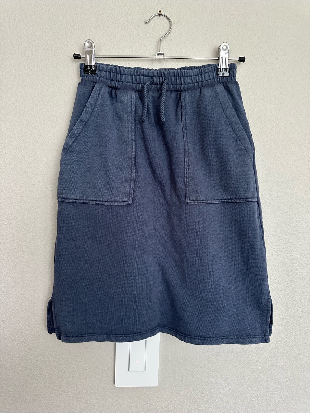 Zara Slate Blue Drawstring Midi Skirt